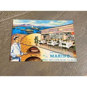 Vintage 70s Postcard Breakfast "da Marino" Napoli Via S. Lucia Italy